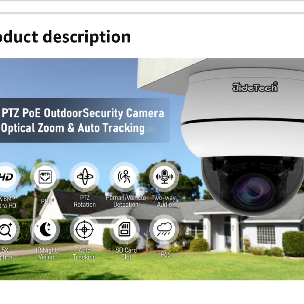 JideTech 4K POE PTZ 8MP Camera Outdoor - Picture 4 of 7